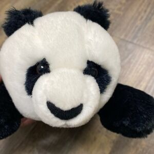 PANDA BEAR LunLun ZOO ATLANTA Laying Down PLUSH 12" BLACK/WHITE STUFFED TOY‎ EUC